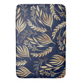 Classy Gold Foliage Botanical Blue Design Badematte (Vorderseite Vertikal)