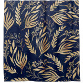 Classy Gold Foliage Botanical Blue Design Duschvorhang (Vorderseite)