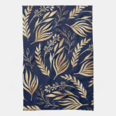 Classy Gold Foliage Botanical Blue Design Geschirrtuch (Vertikal)
