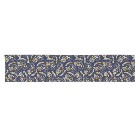 Classy Gold Foliage Botanical Blue Design Kurzer Tischläufer (Horizontal)