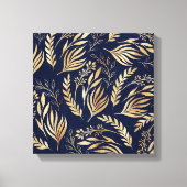 Classy Gold Foliage Botanical Blue Design Leinwanddruck (Vorderseite)
