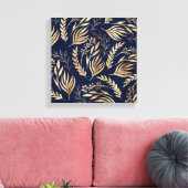 Classy Gold Foliage Botanical Blue Design Leinwanddruck (Insitu (Wohnzimmer))