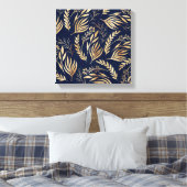 Classy Gold Foliage Botanical Blue Design Leinwanddruck (Insitu (Schlafzimmer))