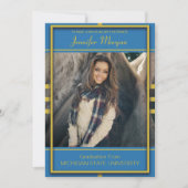 Classy Gold Frame Foto Abschluss Einladung (Vorderseite)