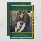 Classy Gold Frame Foto Abschluss Einladung (Vorne/Hinten)