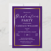 Classy Gold Frame Minimalistisch Graduation Party  Einladung (Vorderseite)