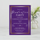 Classy Gold Frame Minimalistisch Graduation Party  Einladung (Stehend Vorderseite)