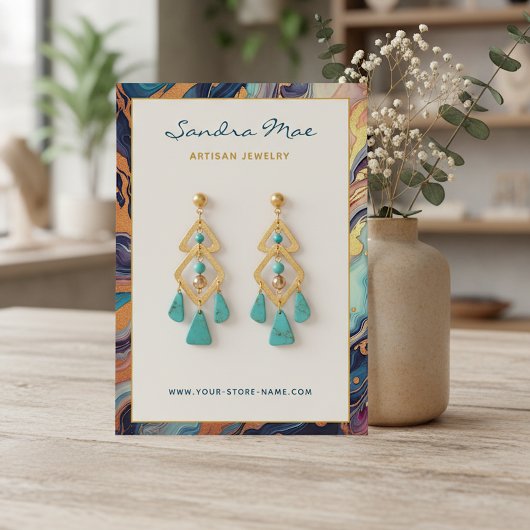 Classy Gold Glitter Marble Jewelry Display Card Visitenkarte