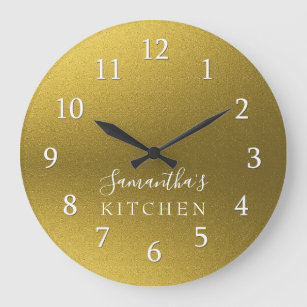 Classy Gold Glitter Personalized Name Kitchen Große Wanduhr