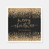 Classy Gold Glitzer Frohe Weihnachts Party Schwarz Serviette (Vorderseite)