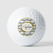 Classy Gold Glitzer | Initial Letter Monogram Golfball (Vorderseite)