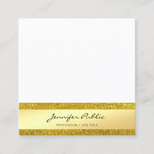 Classy Gold Glitzer Moderne Elegante Beruflich Quadratische Visitenkarte (Vorderseite)