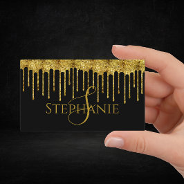 Classy Gold Glitzer Tropfen Script Visitenkarte