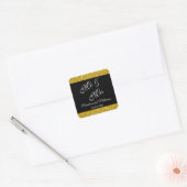 Classy Gold Glitzer und Black Mr & Mrs. Wedding Quadratischer Aufkleber (Umschlag)