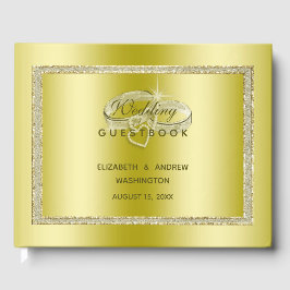 Classy Gold Glitzer & Wedding Rings Gästebuch