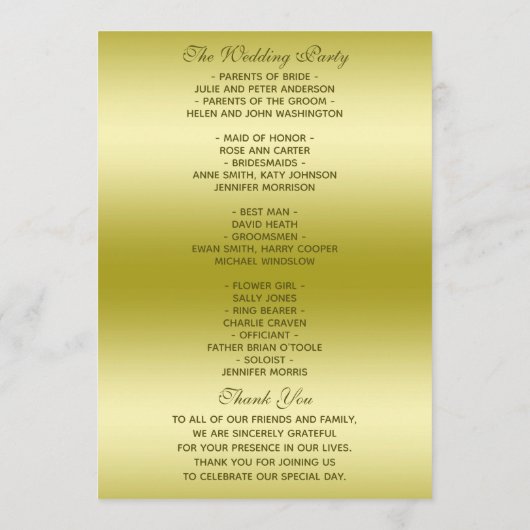 Classy Gold Glitzer & Wedding Rings Program Programm (Rückseite)