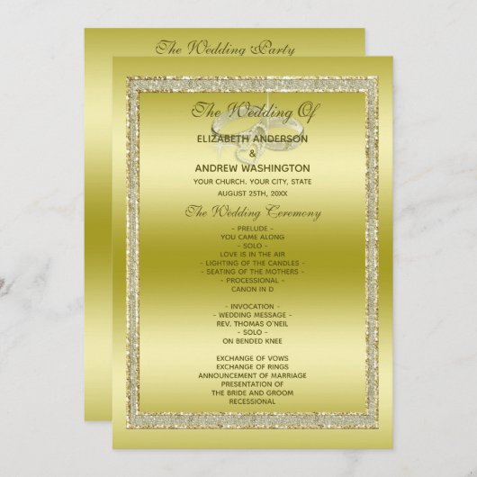 Classy Gold Glitzer & Wedding Rings Program Programm (Vorne/Hinten)