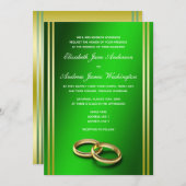 Classy Gold & Green, Hochzeiten Einladung (Vorne/Hinten)