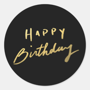 Classy Gold Happy Birthday Runder Aufkleber