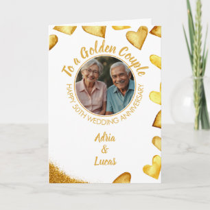 Classy Gold Heart 50. Hochzeitstag Karte