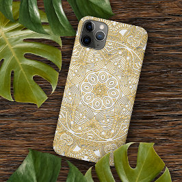 Classy Gold Mandala Art Pattern auf Weiß iPhone 16 Pro Max Hülle