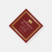 Classy Gold Minimalistisch Graduation Party Maroon Serviette (Ecke)