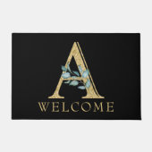 Classy Gold Monogram A mit Grün Fußmatte (Vorderseite)