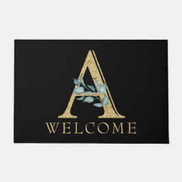 Classy Gold Monogram A mit Grün Fußmatte