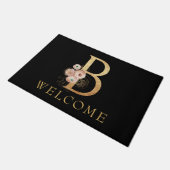 Classy Gold Monogram B mit Poppy Blume Doormat Fußmatte (Schrägansicht)
