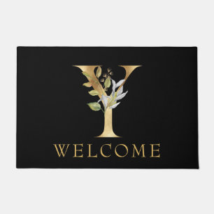 Classy Gold Monogram Y mit Grün Fußmatte