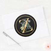 CLASSY GOLD MONOGRAM Z mit tropischem Foliage Runder Aufkleber (Umschlag)