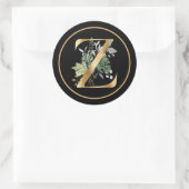 CLASSY GOLD MONOGRAM Z mit tropischem Foliage Runder Aufkleber (Tasche)