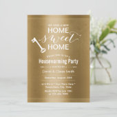 Classy Gold New Zuhause Sweet Zuhause Housewarming Einladung (Stehend Vorderseite)