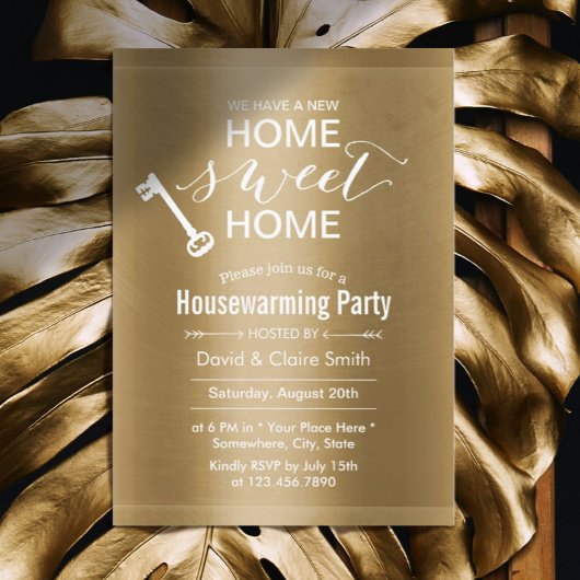 Classy Gold New Zuhause Sweet Zuhause Housewarming Einladung
