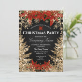 Classy Gold Red Glitzer Corporate Weihnachtsfest P Einladung (Stehend Vorderseite)