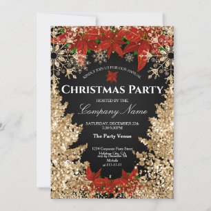 Classy Gold Red Glitzer Corporate Weihnachtsfest P Einladung