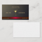 Classy Gold Red Metallic Barkeeper Template Visitenkarte (Vorne/Hinten)