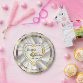 Classy Gold & Satin Weiße Hochzeit oder Jubiläum Pappteller (Party)