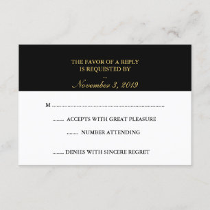 Classy Gold Schwarz-weiß UAWG RSVP Karte