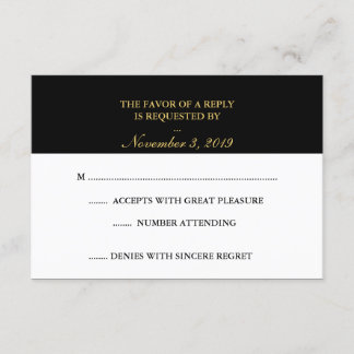 Classy Gold Schwarz-weiß UAWG RSVP Karte