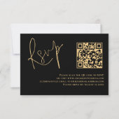 Classy Gold Script Black QR Code Wedding RSVP (Vorderseite)