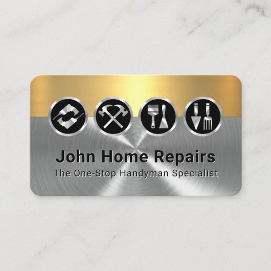 Classy Gold Silver Layers With Gold Tools Visitenkarte (Vorderseite)