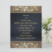 Classy Gold Swirl Flat Wedding Einladung (Stehend Vorderseite)