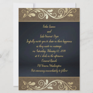 Classy Gold Swirl Flat Wedding Einladung