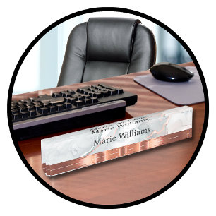 Classy Gold Tone Ladys Monogram Desk Namplate Namensplakette