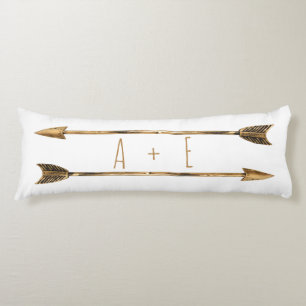 Classy Gold Tribal Arrows Couple's Initials Seitenschläferkissen