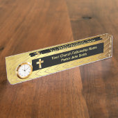 Classy Gold und Black Church Pastor Desk Namplate Namensplakette (Seite)