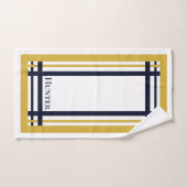 Classy Gold und Navy Striping Mit Monogramm Badhandtuch Set (Handtuch)