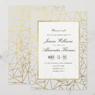 Classy Gold & White 1. Hochzeitstag Einladung