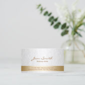 Classy Gold & White Makeup Artist Visitenkarte (Stehend Vorderseite)